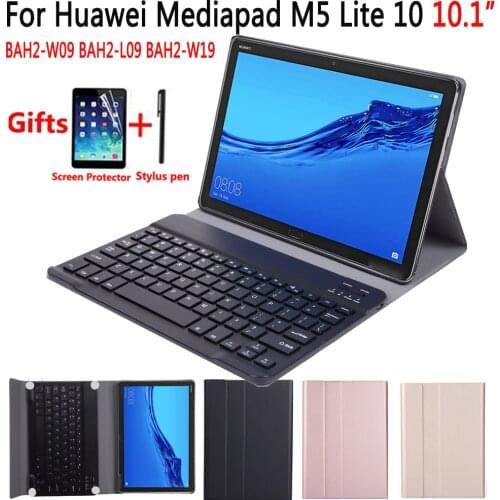 English Spanish Russian Bluetooth Keyboard Case for Huawei Mediapad M5 Lite 10 10.1 BAH2-W09 BAH2-L09 BAH2-W19 Cover Funda +Gift