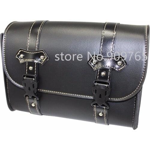 Black Motorcycle PU leather Tool Bag Toolbag Cruiser Chopper Cafe Racer Old School Bobber Touring Dirt bike