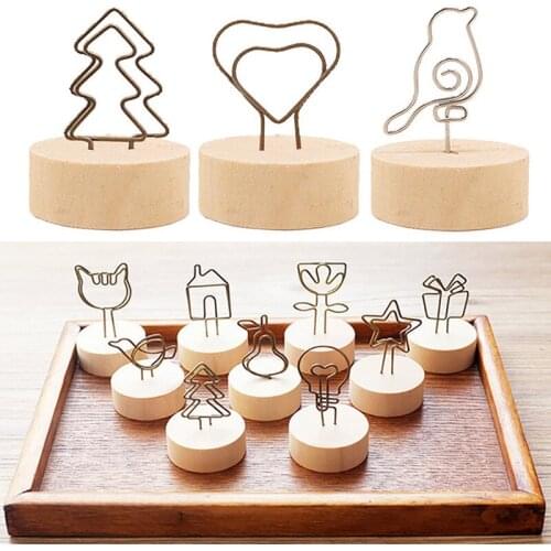 1PC Wooden Photo Clip Memo Name Card Hanging Stand Note Items Picture Frame Table Number Photo Stand Desktop Decoration