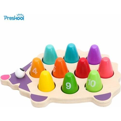 Preskool Montessori Baby Wood Toy For Children Education Toy Cartoon Hedgehog Color Number Matching Game Brinquedos Juguets