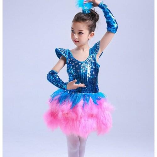 2020 Children kids Sequin jazz dance hip hop dance costumes ballroom dresses dance performance costumes salsa skirt high quality