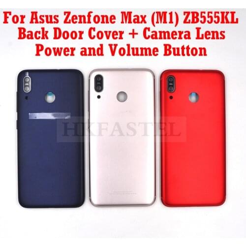 For Asus Zenfone Max M1 ZB555KL New Original Housing Back Battery Door Cover With Power volume Button + Camera Lens