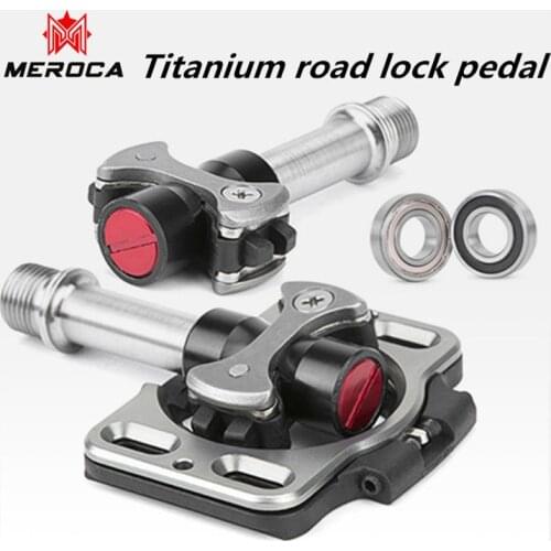 Road bike titanium pedal lock 3 hole/4 hole lock shoe ultra light titanium road bike self locking pedal TI