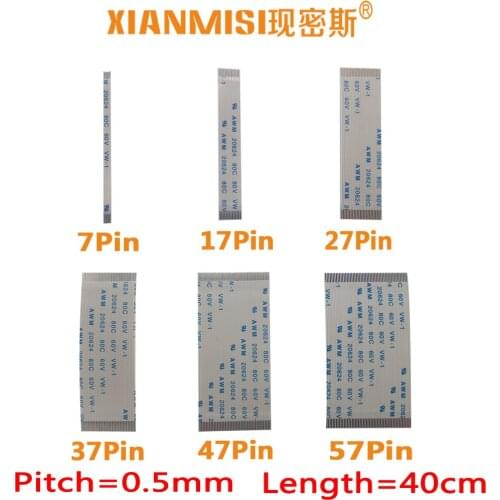 FFC/FPC Flat Flex Cable 7Pin 17Pin 27Pin 37Pin 47Pin 57Pin Same Side 0.5mm Pitch AWM VW-1 20624 20798 80C 60V Length 40cm 5PCS