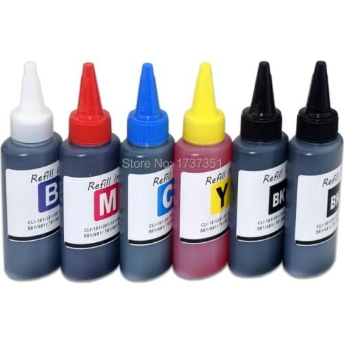 PGI-480 CLI-481 Printing Dye Pigment Ink Refill Kit for Canon PIXMA TS6140 TS8140 TS9140 TR7540 TR8540 Printer 100ml / PC