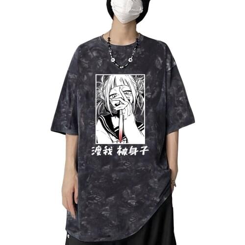 Anime My Hero Academia Mens T Shirt Short Sleeve Himiko Toga Unisex Hip Hop Tops