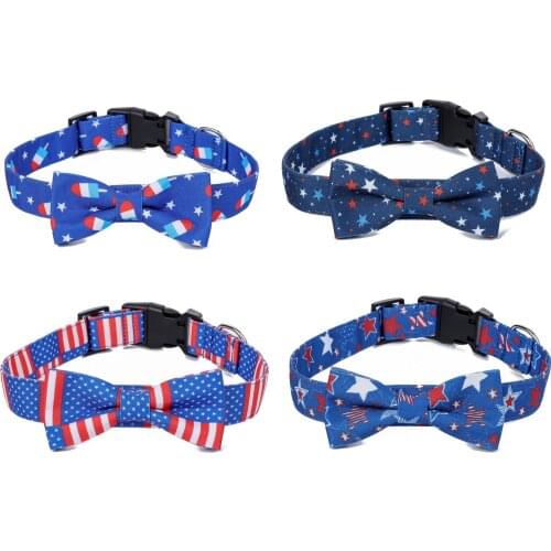 Puppy Dog Collar Bow Tie American Independence Days Dog Cat Bowties 4th Of July US Flag Dog Grooming Accessories For Small Dogs
