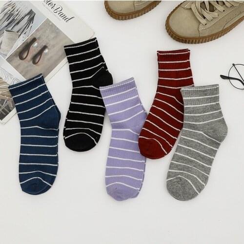 Cotton Mens Socks Spring New Sports Stripe Casual Socks Asakuchi Breathable Sweat Low-cut Male Sokken Gifts for Men Comfortable