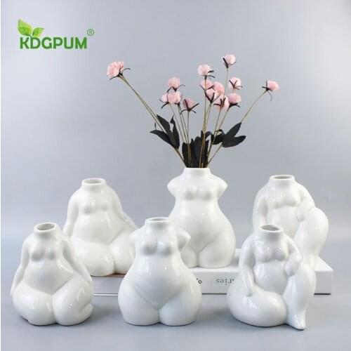 Nordic Handmade Ceramic Vase Creative Fat Female Body Art Hydroponic Flower Arrangement Flower Home Decoration Ornaments