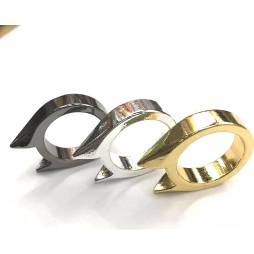 1 pcs cat ear shape self-defense ring broken window ladies anti-wolf men outdoor products survival tool stainless steel ring