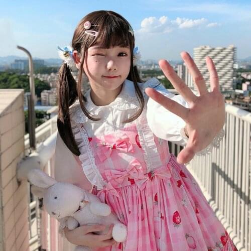 Lolita Strawberry Rabbit Girl Sling Dress Summer New Japanese Soft Girl Student Loli Dress