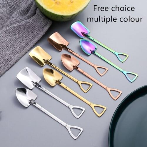 Stainless steel watermelon spoon shovel coffee dessert spoon ice cream fruit salad spoon creative shovel flat spoon gift box