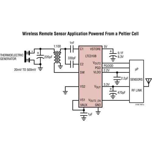LTC3108 LTC3108EGN LTC3108IGN LTC3108EGN-1 LTC3108IGN-1 - Ultralow Voltage Step-Up Converter and Power Manager