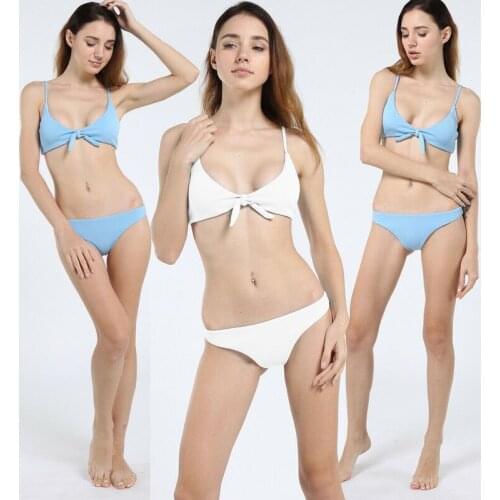 Meihuida Swimsuit Beach Bikini 2019 Women Bikini Sets Padded Bra Pure Color Swimwear Swimsuit Set Beach Wear Swimsuit Bathing
