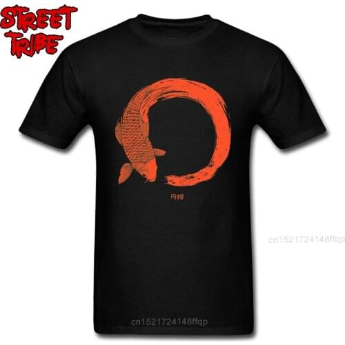 T-shirt Men Zen Koi Enso Tshirt The Beauty Of Imperfection Tee 2019 Chinese Tops Meditation Buddhism T Shirts Cotton Black Red