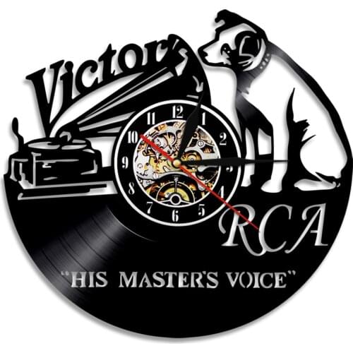 Victor Nipper Dog Vintage Vinyl Record Clock Rock n Roll Music Gift RCA Victor Dog His Masters Voice Musical Dog Wall Clock