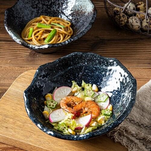 Creative irregular ceramic bowl large size thickened deep bowl fruit salad bowl soup noodle bowl spicy hot bowl restaurant bowl