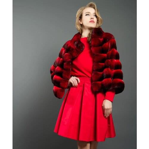 FURSARCAR New Natural Rex Rabbit Fur Coat Red Purple Color Luxury Winter Clothes Fashion Women Rabbit Fur Jacket Warm Thick Coat