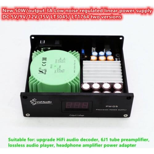 New 50W/output 3A Low noise regulated linear power supply DC 5V/9V/12V/15V LT3045/ LT1764 two versions