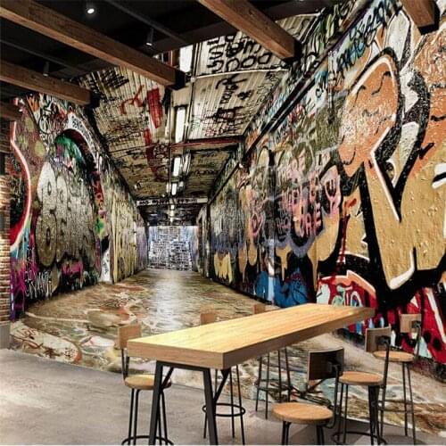 Beibehang Custom mural wallpaper retro style retro British style graffiti bar KTV hall TV background wallpaper home decor