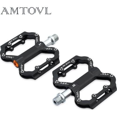 AMTOVL Pair of Bike Pedals For MTB Cycling tricycle Aluminum Alloy Plating Surface Platform For Downhill Bearing Pedals 9/16"