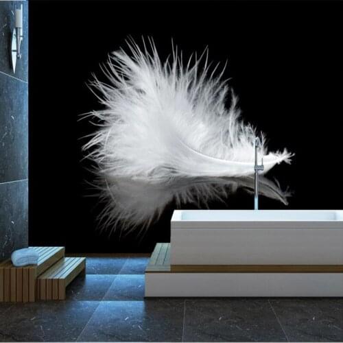 Custom any size modern minimalist 3 d HD wall paper black and white feathers backdrop decoration painting wallpaper home decor