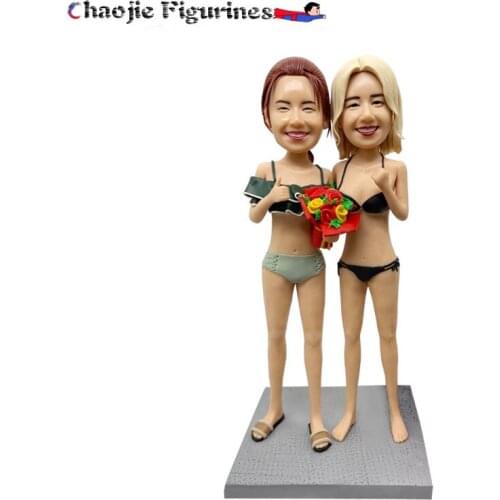 Handmade Polymer Clay Doll Custom Shaking Head Decoration Wedding Birthday Gift Home Decoration Statue Sculpture