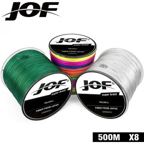 2019 JOF 8 Strands 500M PE Braided Fishing Line tresse peche Saltwater Fishing Superior Extreme Super Strong 22LB-88LB