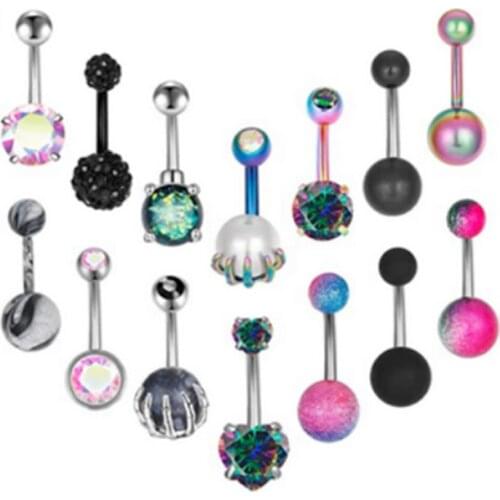14 Pieces10mm Rose Gold Black Surgical Steel Short Belly Bars Navel Belly Earring Navel Ring Barbell Body Piercing 14G