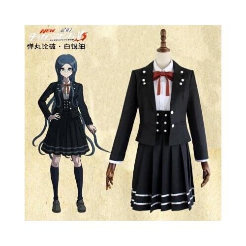 Danganronpa V3 Killing Harmony Shirogane Tsumugi School Uniform Cosplay Costume Coat+Skirt+shirts+ Tie Halloween Maid Costumes