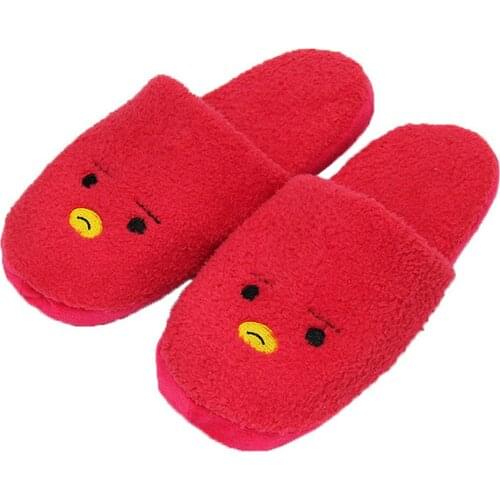 Cute Cartoon Cookies Cotton Slippers Winter New Fashion Home Indoor Warm Womens Short Plush Slides