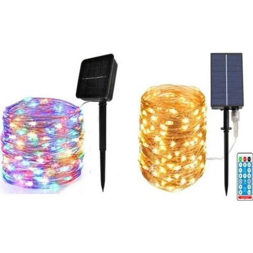 Solar LED Light String 100M 50M 20M 10M 5M Copper Wire String Light Outdoor Waterproof Garland Christmas Party Fairy Lights