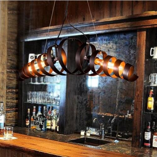 Modern vintage pendant lamps black Loft Style Hanging Lights wrought iron Dining Room Lights bar spiral staircase Led Lamp