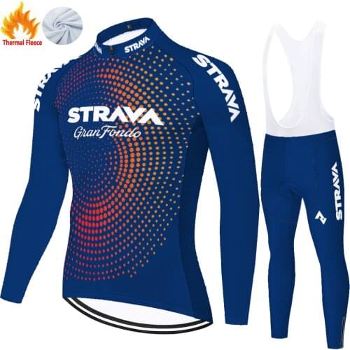 STRAVA maillot velo homme ​​Winter Thermal Fleece cycling kit​ ​​20D gel pad conjunto de ciclismo warm ropa de ciclismo