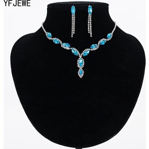 YFJEWE Luxury Austria Crystal Earrings Necklaces & Pendants Jewelry Sets Women Fashion Jewelry Rhinestone Earrings Sets #N100