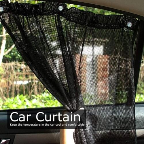 1Pair Car Side Window Curtain Suction Cup Universal Sun Block Net Sunshade UV Protection Mesh Sheet