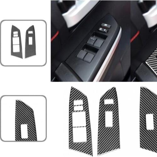 Carbon Fiber 4Pcs Universal Door Window Lift Button Panel Trim Sturdy Panel Sticker Compact