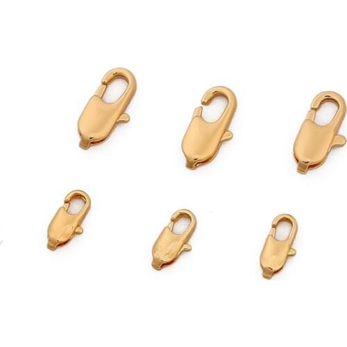 5/1Pc 8x16mm/6x12mm 18K Gold Plated Lobster Clasp Connectors For Bracelet Necklace Chain Diy Jewelry Making Finding