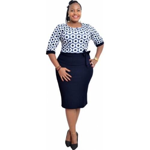 6XL 5XL Plus Size Fashion Dot Print Patchwork African Dresses Women 2021 New Design Office Lady Dress Elegant Party Vestidos