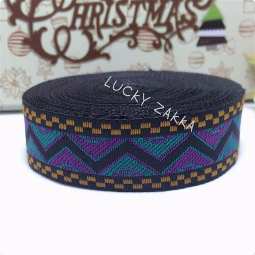 9yards/lot 1'' 25mm 100%Polyester Woven Jacquard Ribbon blue purple Wave lace MZ15073003