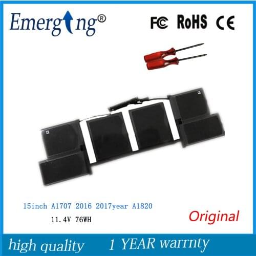 11.4V 76Wh New Original A1820 Laptop Battery for Apple MacBook Pro 15'' A1707 2016 2017year With Tools