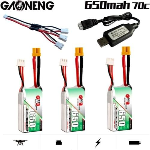 Gaoneng GNB HV Lipo Battery +Charger 7.4V 650mAh 2S 70C/140C with XT30U-F Plug for DYS FPV Racing Drone 4 Axis RC Drone Parts