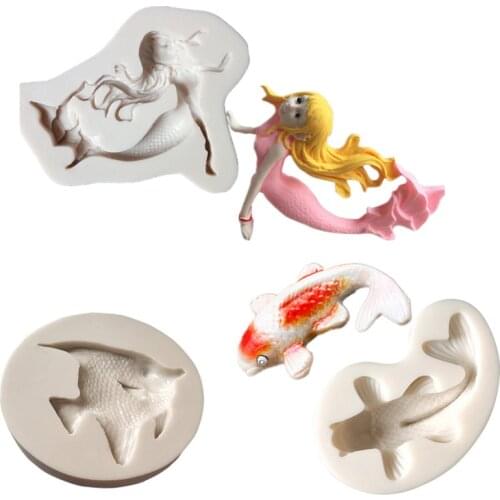 Aouke Fish shape silicone mold DIY fondant cake mold chocolate fudge mold kitchen baking utensils