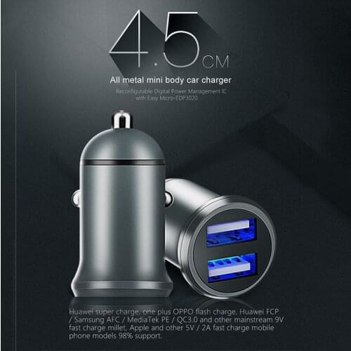New Dual USB Car Charger Portable Super 4.5A for Huawei 4A Fast Charging for OPPO Oneplus 2A Universal Phone for Xiaomi Iphone X