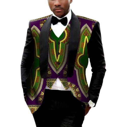 Brand Clothing African Clothes Mens Printed Blazer Men Jacket + Vest Fashion Slim Suits Dashiki Men Large Size 6XL Blazer WYN176