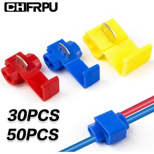 30pcs quick connect clamp wire and cable crimping separator line connector terminal blue red yellow lip pliers soft distributor