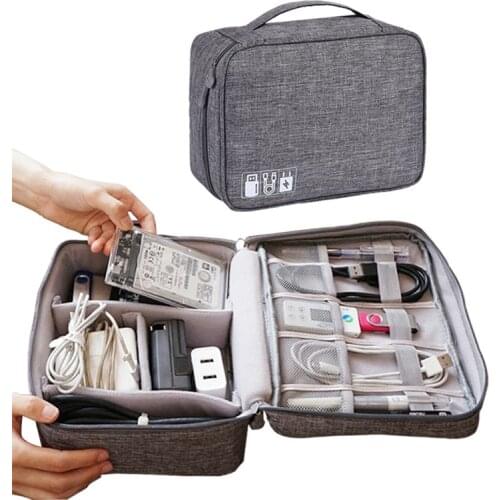 Travel Cable Bag Portable Digital USB Gadget Organizer Charger Wires Cosmetic Zipper Storage Pouch Kit Case Accessories Supplies