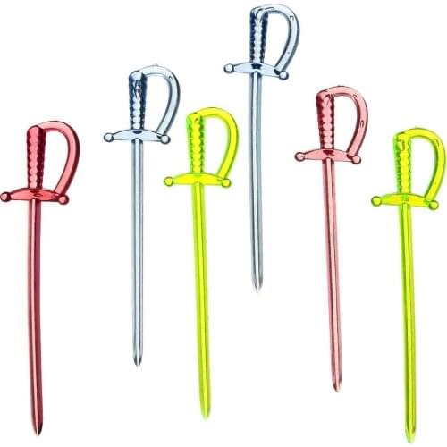 100pcs Mixed Color Cocktail Pirate Epee Birthday Cake Buffet Fruit Sticks