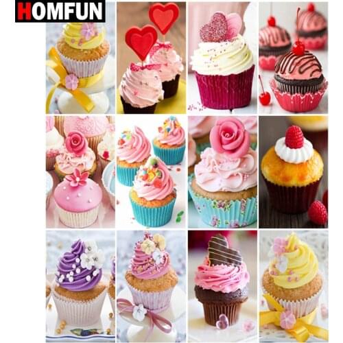 HOMFUN Paint With Diamond Embroidery "Cup cake" Diamond Painting Full Square Round Picture Of Rhinestone Decor