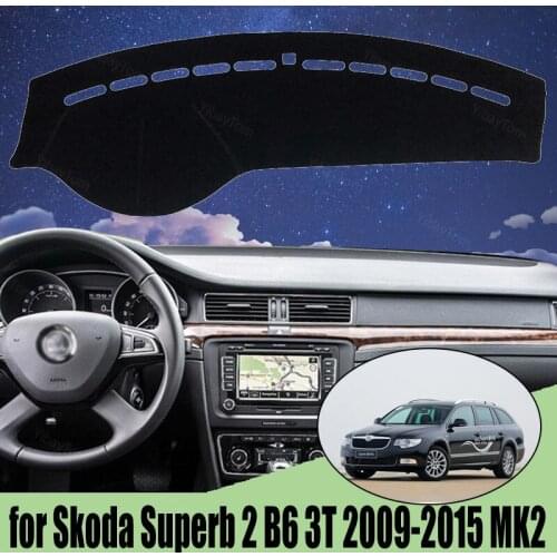 For Skoda Superb 2 B6 3T 2009-2015 MK2 Dashmats Car-styling Accessories Dashboard Cover Pad Carpet Sunshade